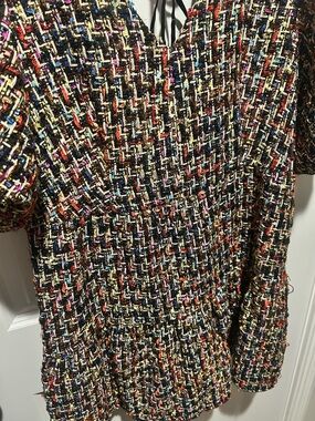 Multicolor Tweed Short Sleeve Top